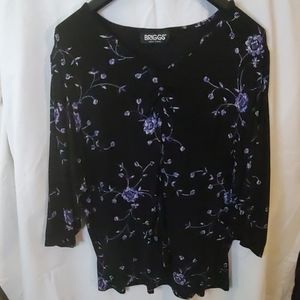 Vintage Y2K Black & Purple floral top
